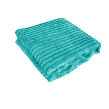 240GSM Corduroy Striped Throw Rug Emerald Green Tristar Online