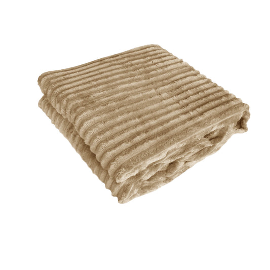 240GSM Corduroy Striped Throw Rug Latte Tristar Online