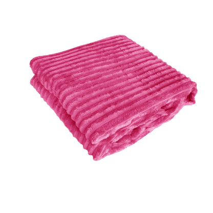 240GSM Corduroy Striped Throw Rug Pink Tristar Online