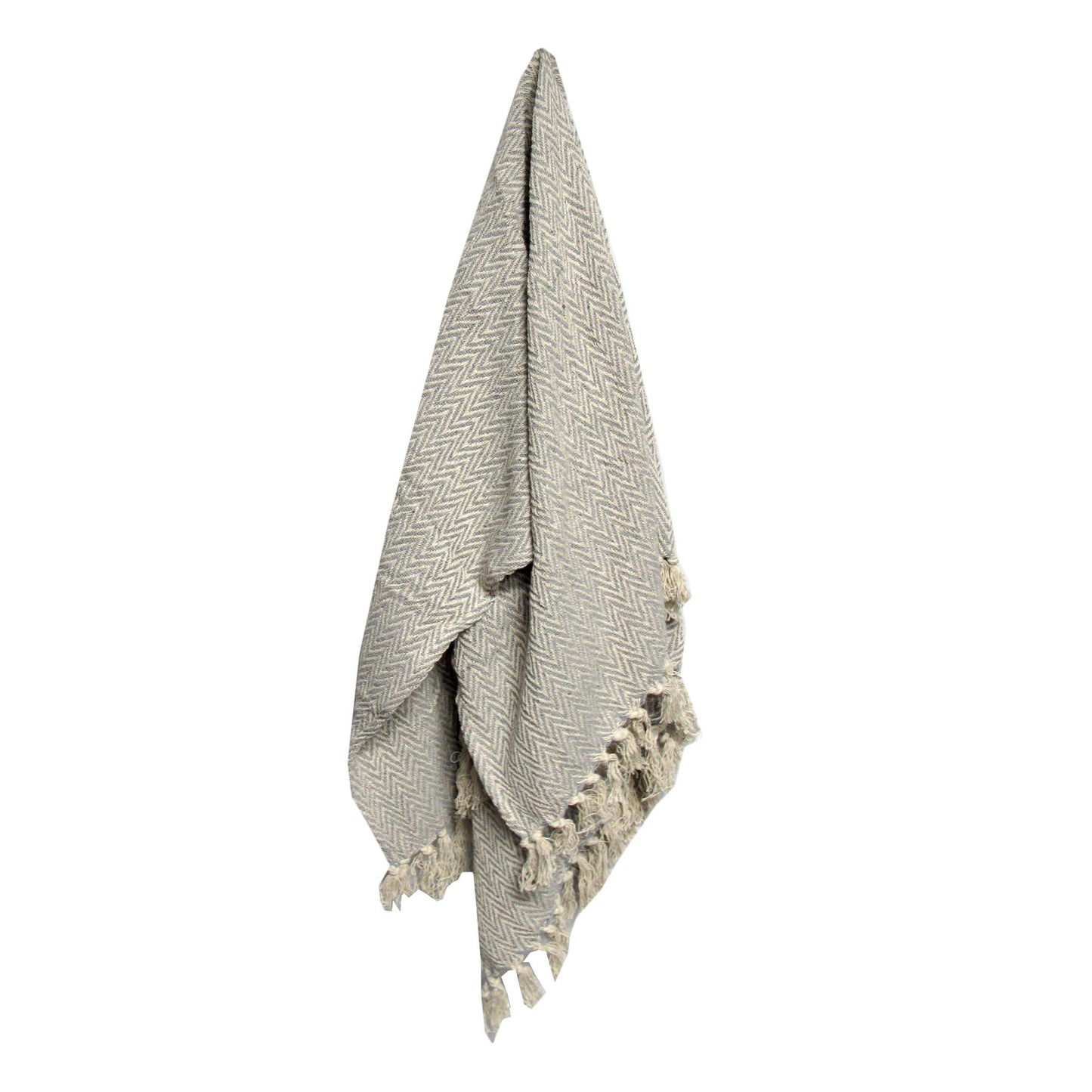 Cotton Fringe Throw Rug Chevron Grey Tristar Online