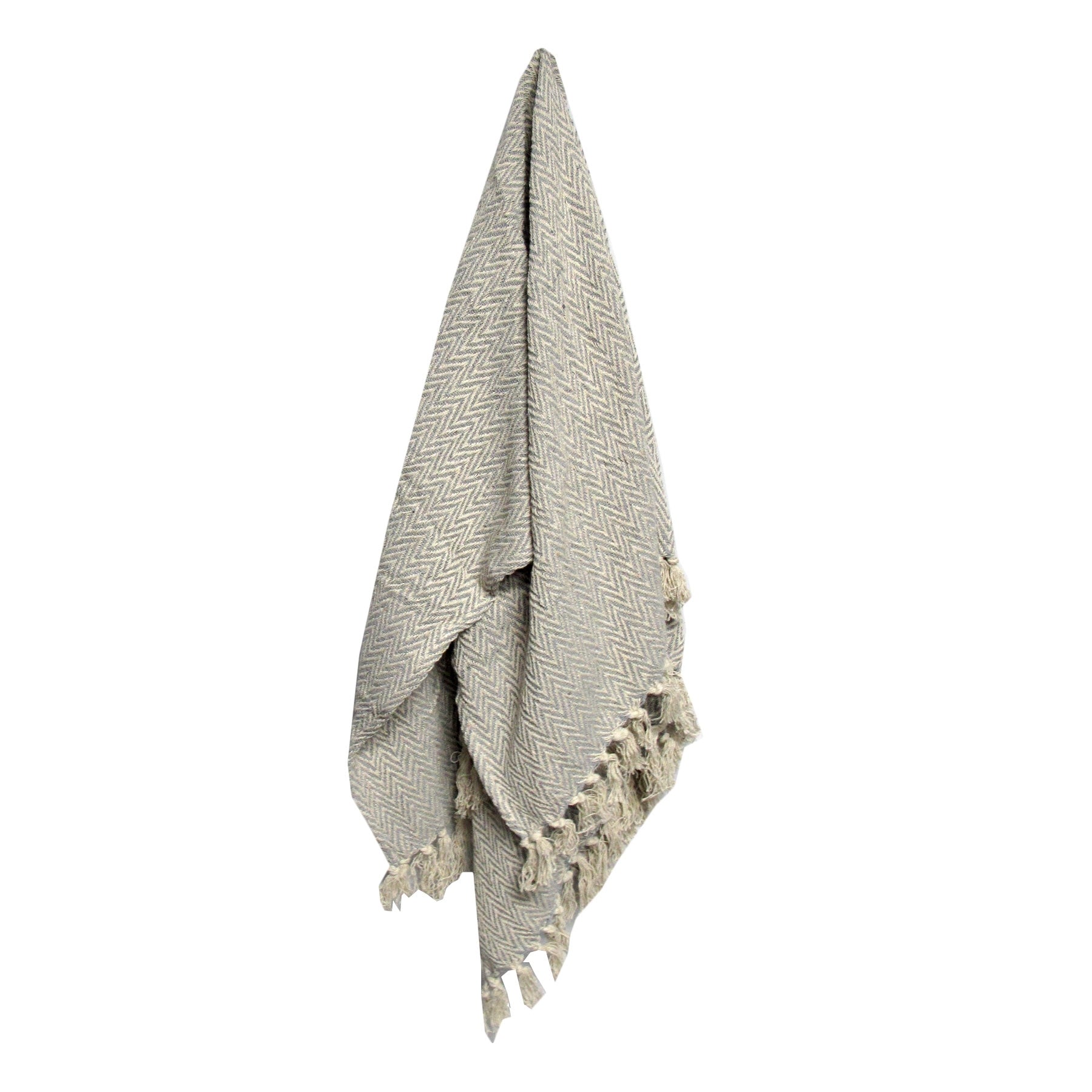 Cotton Fringe Throw Rug Chevron Grey Tristar Online