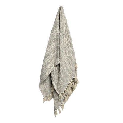 Cotton Fringe Throw Rug Chevron Grey Tristar Online
