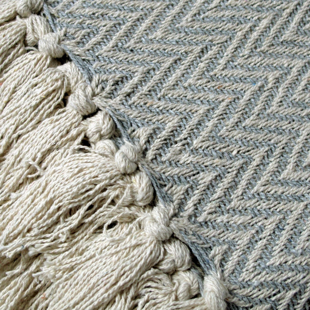 Cotton Fringe Throw Rug Chevron Grey Tristar Online