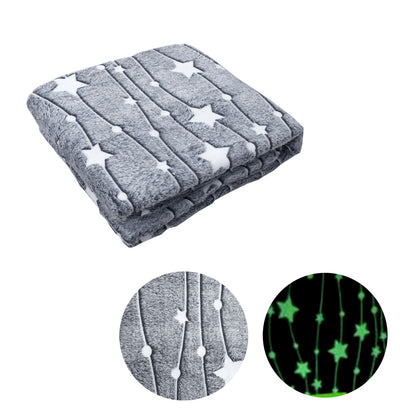 Grey Stars Glow in the Dark Throw Rug 125x152 cm Tristar Online