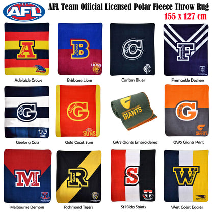 AFL Licensed Polar Fleece Throw GWS Giants Print Tristar Online
