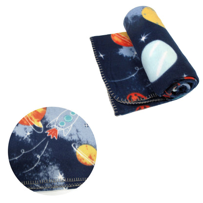 Funky Cute Polar Fleece Throw Rug Navy Planet Space Tristar Online