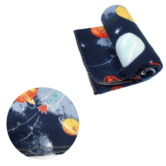 Funky Cute Polar Fleece Throw Rug Navy Planet Space Tristar Online