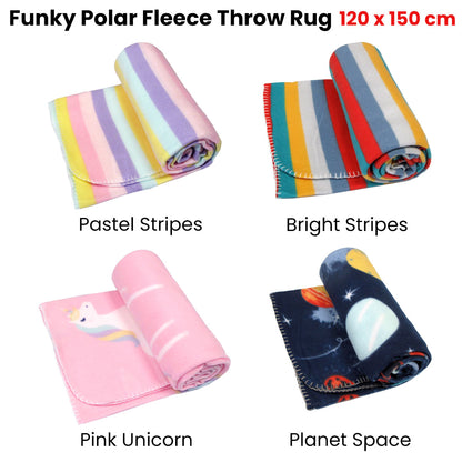 Funky Cute Polar Fleece Throw Rug Bright Stripes Tristar Online