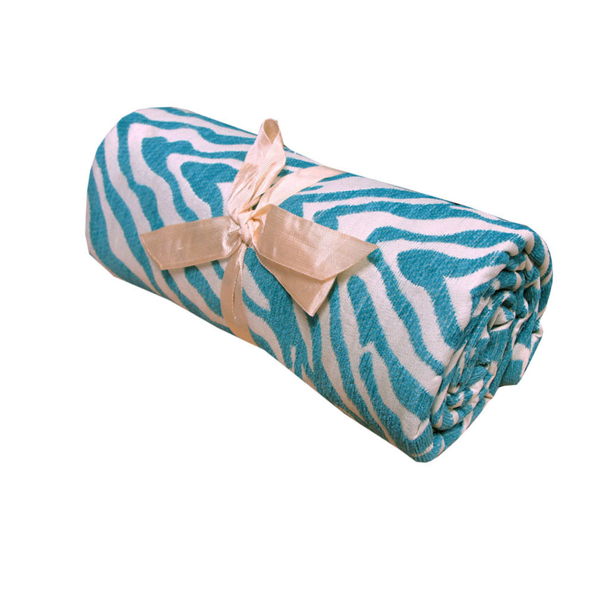 Zebra Chenille Textured Throw Rug Aqua Tristar Online