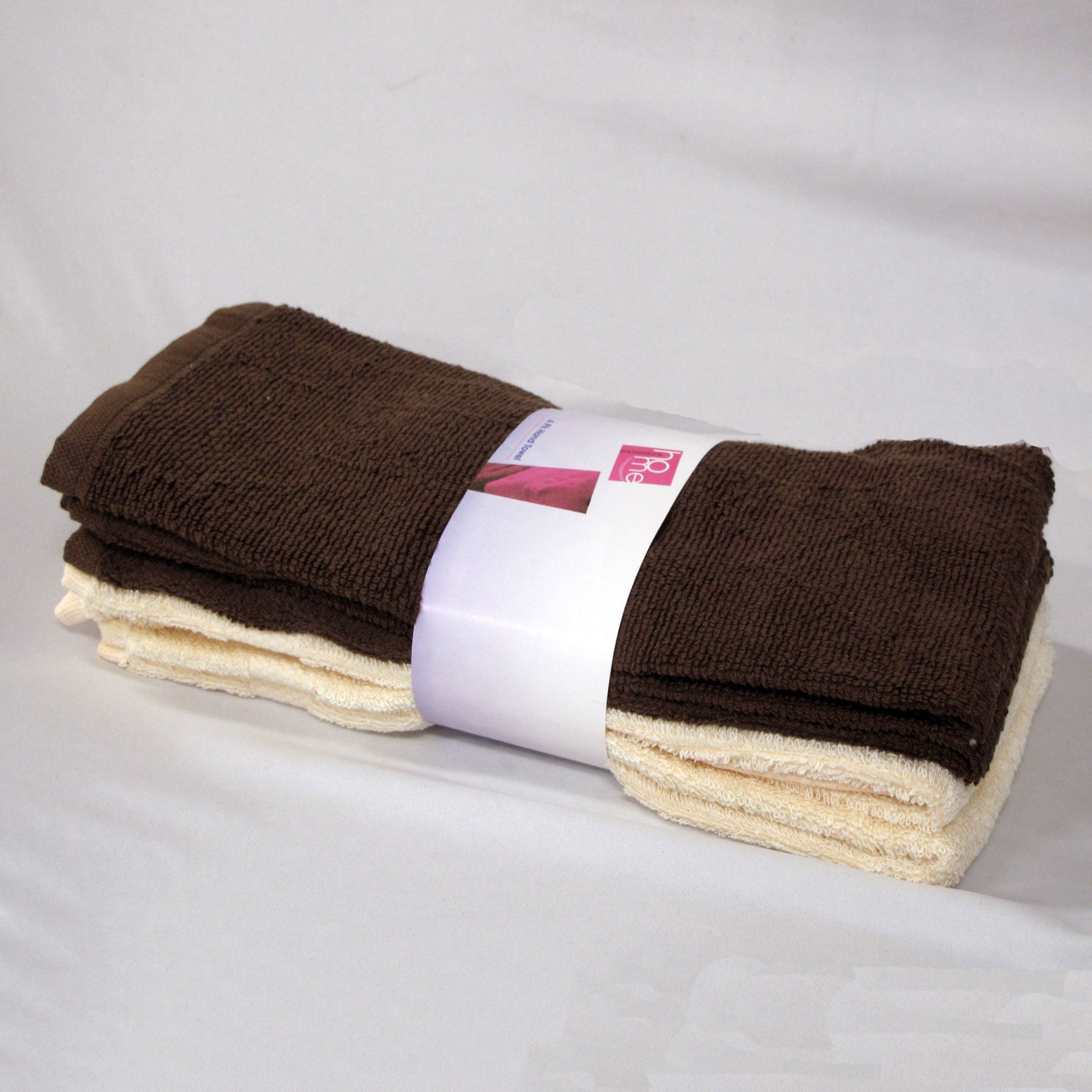 Set of 4 Budget Cotton Hand Towels 42 x 67 cm Chocolate Cream Tristar Online