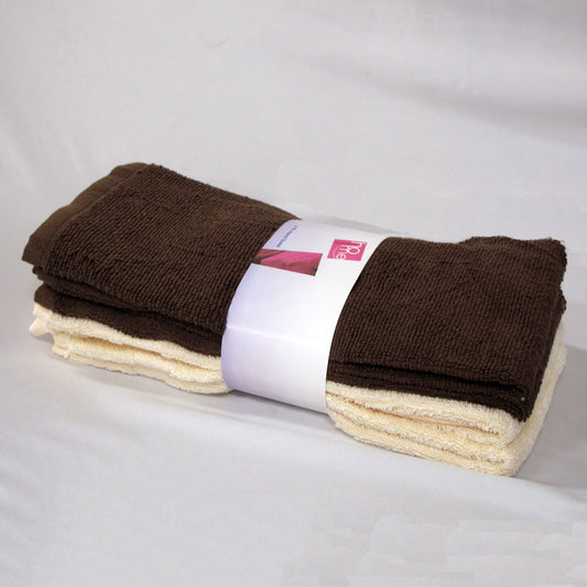 Set of 4 Budget Cotton Hand Towels 42 x 67 cm Chocolate Cream Tristar Online