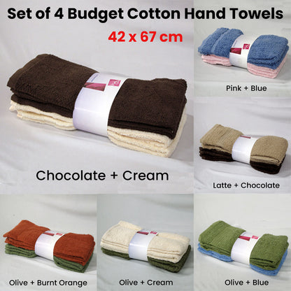 Set of 4 Budget Cotton Hand Towels 42 x 67 cm Chocolate Latte Tristar Online
