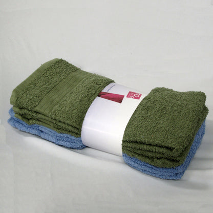 Set of 4 Budget Cotton Hand Towels 42 x 67 cm Olive Blue Tristar Online