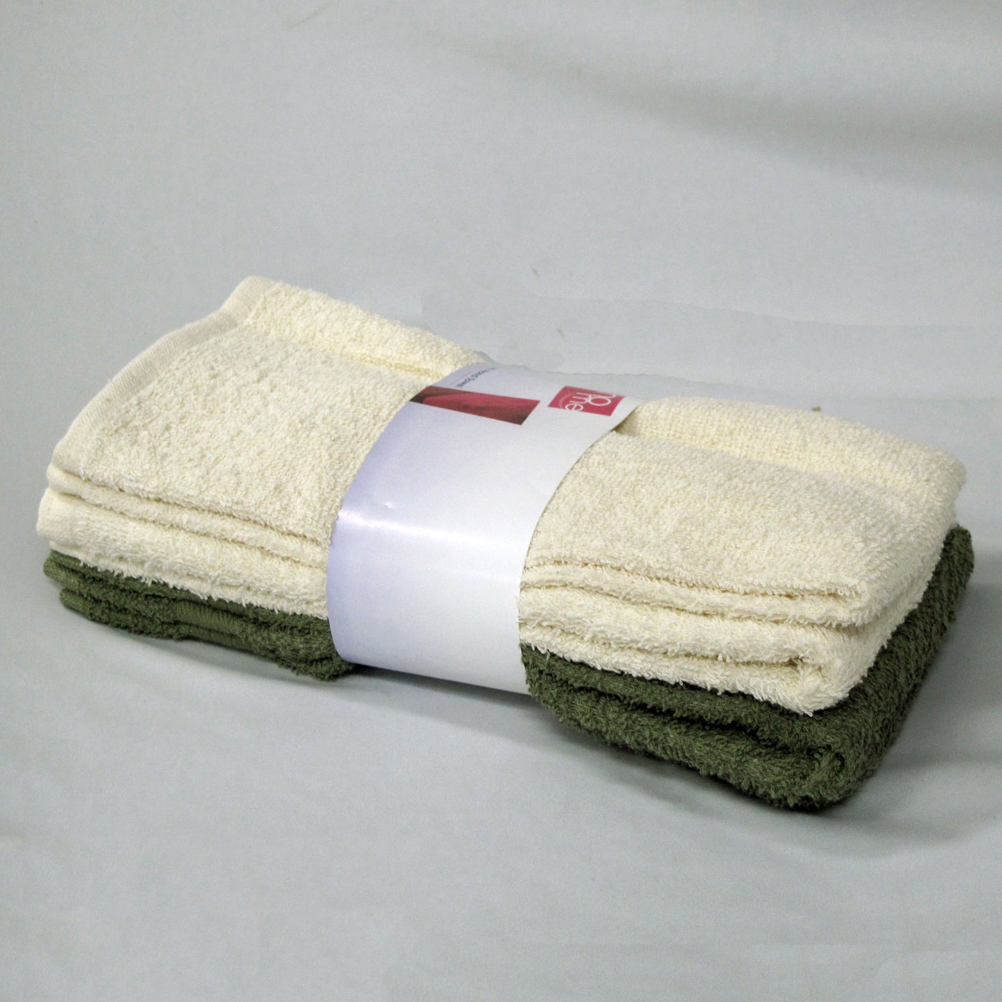 Set of 4 Budget Cotton Hand Towels 42 x 67 cm Olive Cream Tristar Online