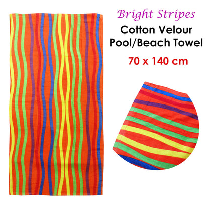 Bright Stripes Cotton Velour Printed Beach Towel Tristar Online