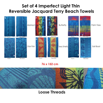 Set of 4 Imperfect Jacquard Terry Beach Towels Butterfly Tristar Online