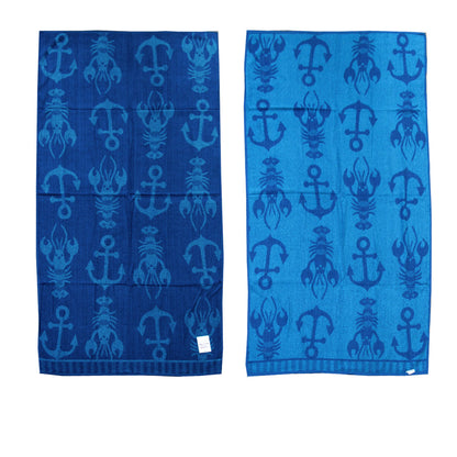 Jacquard Velour Reversible Beach Towel Blue Lobster Anchor Tristar Online