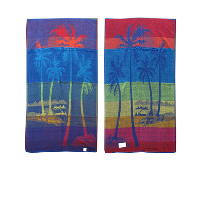 Set of 4 Imperfect Jacquard Terry Beach Towels Palm Tree Tristar Online