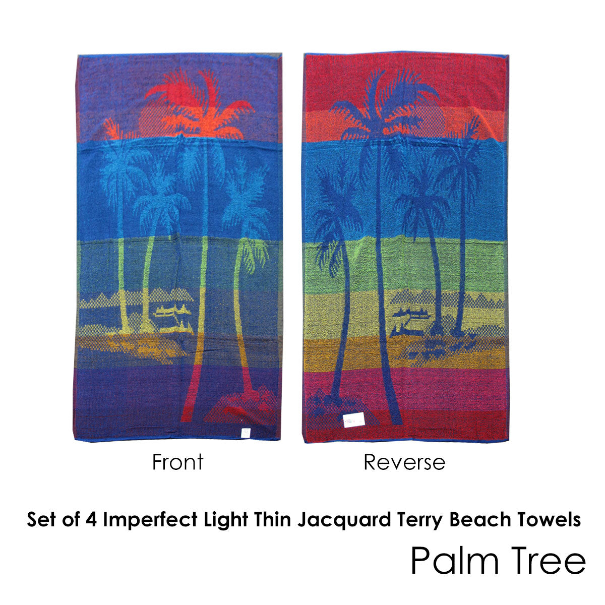 Set of 4 Imperfect Jacquard Terry Beach Towels Palm Tree Tristar Online