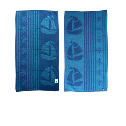 Set of 4 Imperfect Jacquard Terry Beach Towels Sail Boat Tristar Online