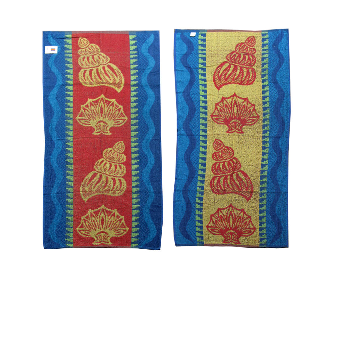 Set of 4 Imperfect Jacquard Terry Beach Towels Sea Shells Tristar Online