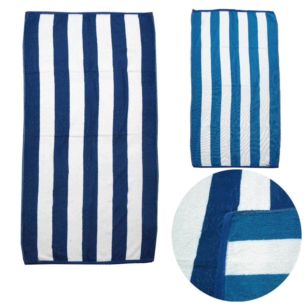 Set of 2 Reversible Cabana Striped Towels Blue/Aqua Tristar Online
