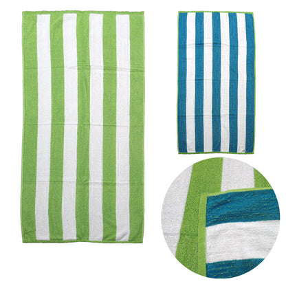 Set of 2 Reversible Cabana Striped Towels Lime/Blue Tristar Online