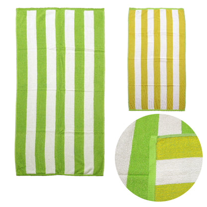Set of 2 Reversible Cabana Striped Towels Lime/Yellow Tristar Online