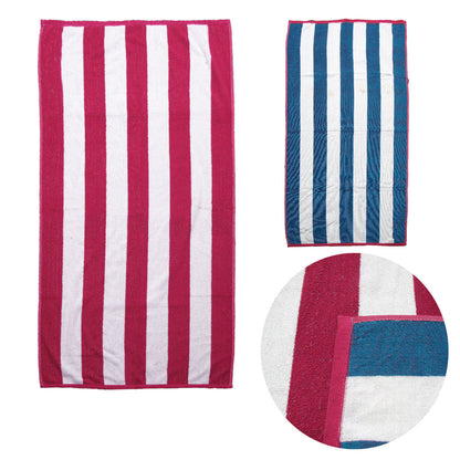 Set of 2 Reversible Cabana Striped Towels Hot Pink/Blue Tristar Online