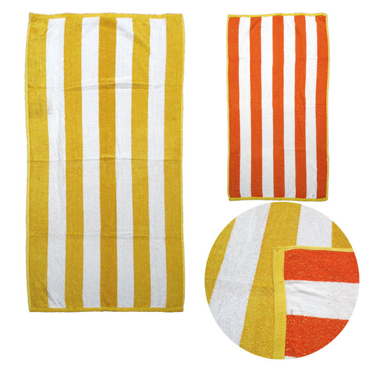 Set of 2 Reversible Cabana Striped Towels Yellow/Orange Tristar Online