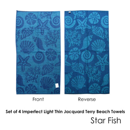 Set of 4 Imperfect Jacquard Terry Beach Towels Star Fish Tristar Online