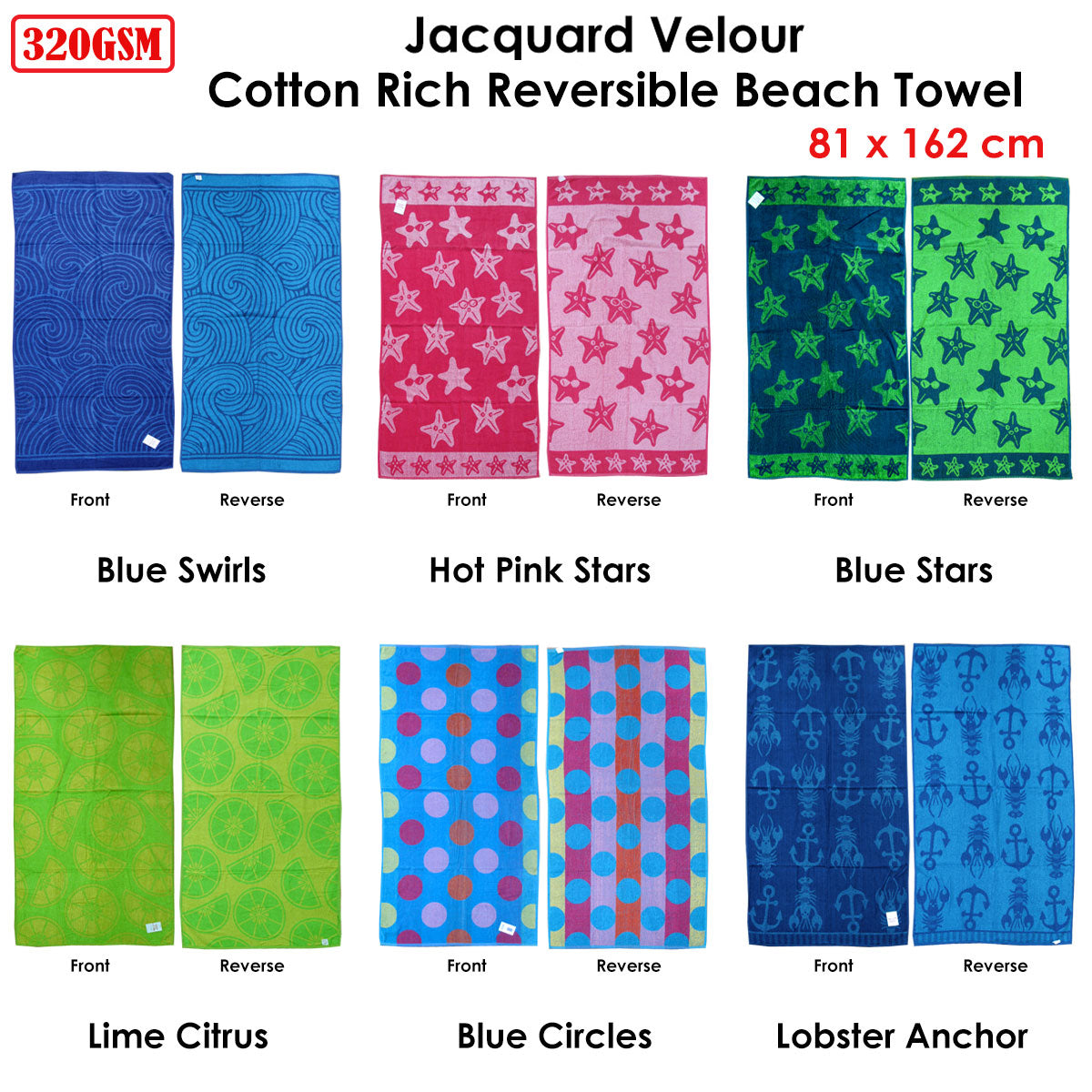 Jacquard Velour Reversible Beach Towel Blue Stars Tristar Online
