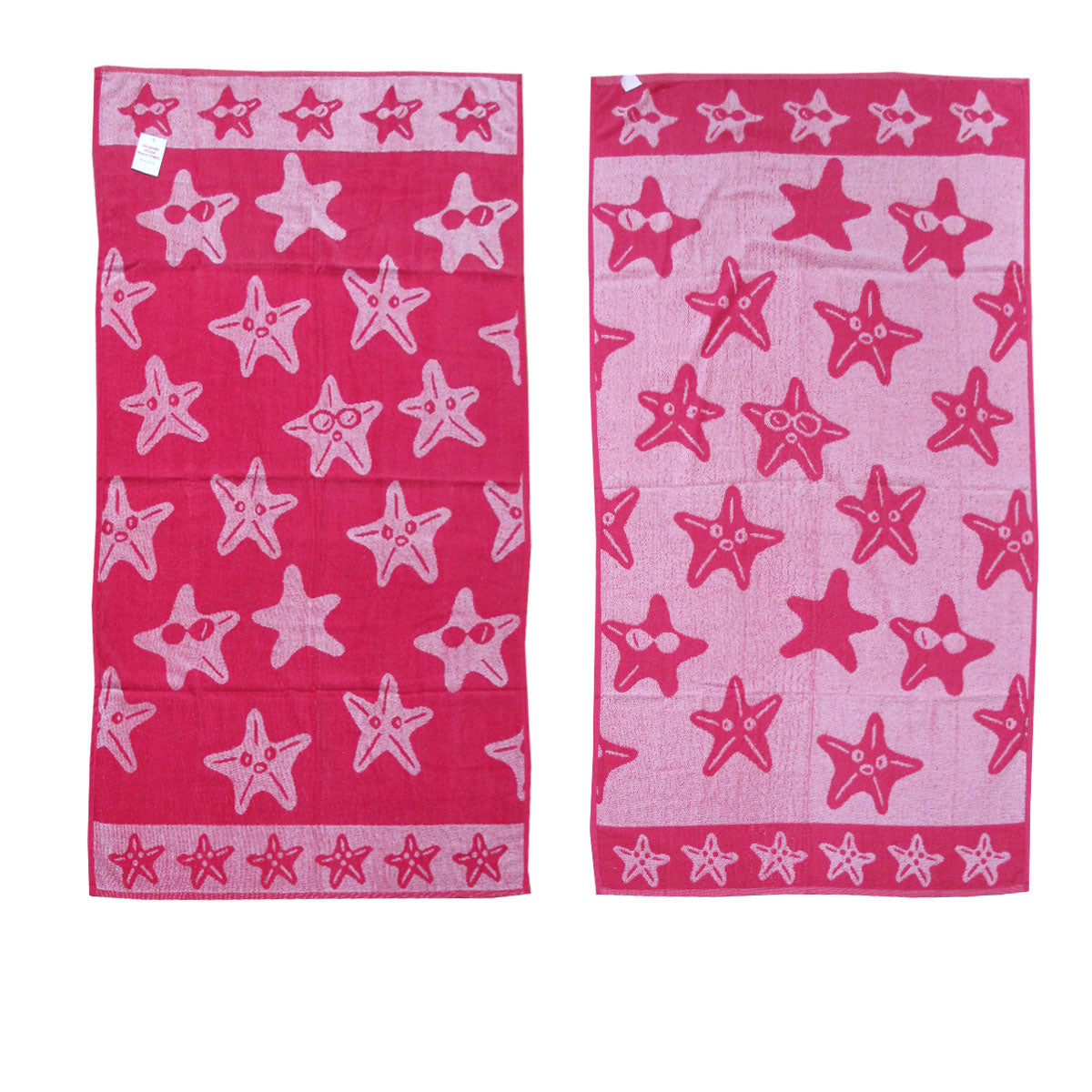 Jacquard Velour Reversible Beach Towel Hot Pink Stars Tristar Online