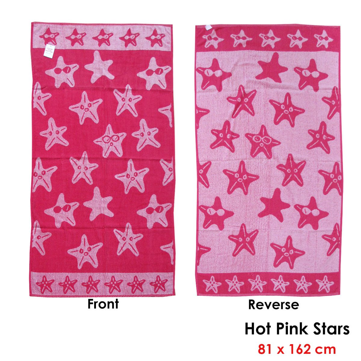 Jacquard Velour Reversible Beach Towel Hot Pink Stars Tristar Online