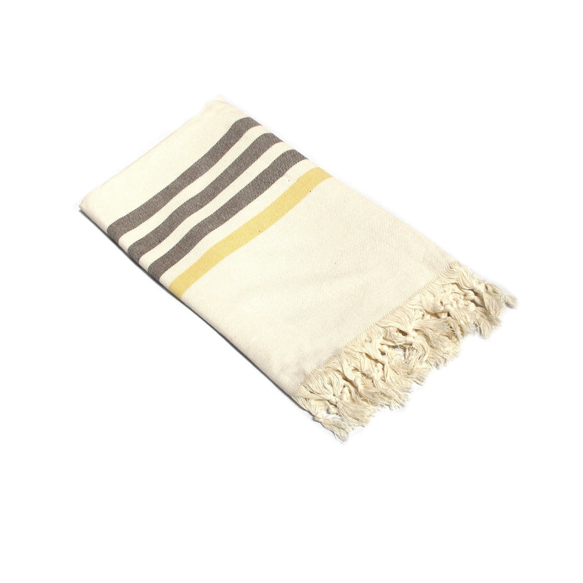 Fringe Turkish Towel Wide Stripes Chocolate Yellow Tristar Online