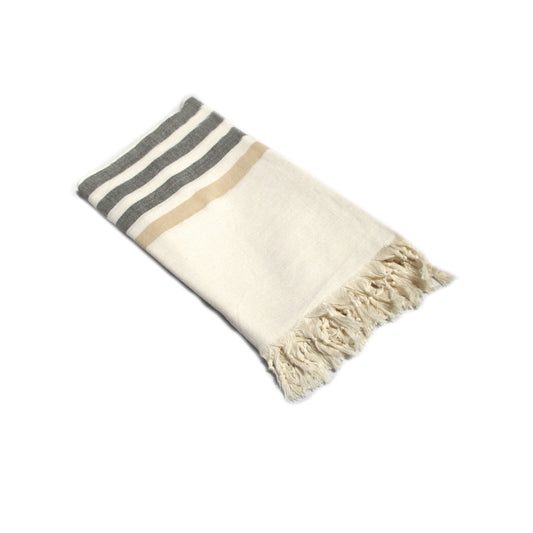 Fringe Turkish Towel Wide Stripes Black Taupe Tristar Online