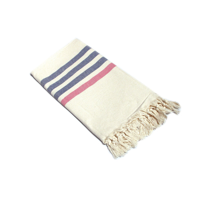 Fringe Turkish Towel Wide Stripes Navy Pink Tristar Online