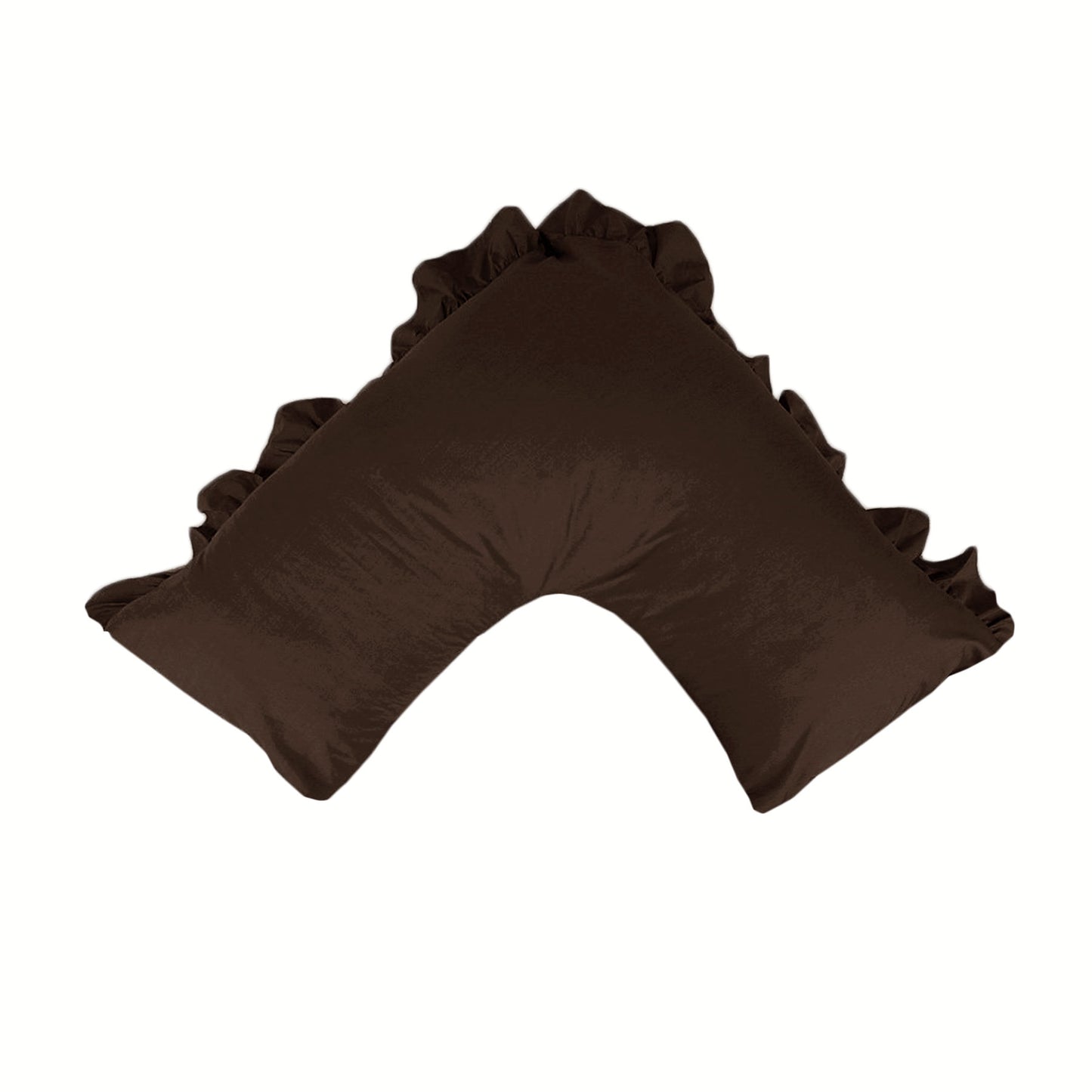 280TC Luxury Percale Ruffled V Pillowcase Chocolate Tristar Online