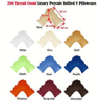 280TC Luxury Percale Ruffled V Pillowcase Chocolate Tristar Online
