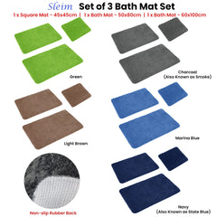 Sleim Set of 3 Bath Mat Set Green Tristar Online