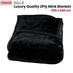 1000GSM Luxury Quality 2 Ply Mink Blanket Black 200 x 240 cm Tristar Online