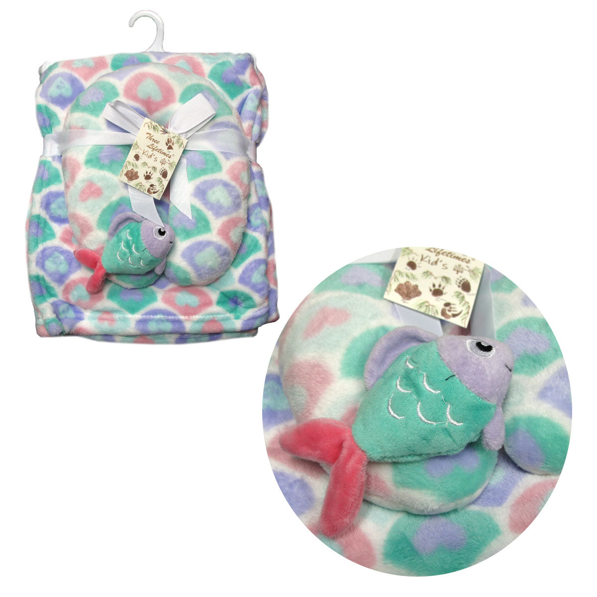Baby Animal Coral Fleece Blanket + Pillow Fish Tristar Online
