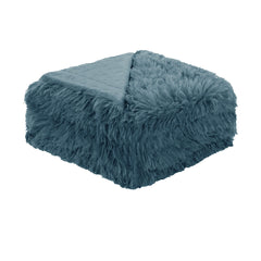 Hotel Living Soft Shaggy Long Hair Blanket Queen Dusk Blue Tristar Online