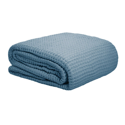 Cotton Waffle Blanket Dusk Blue Single Tristar Online