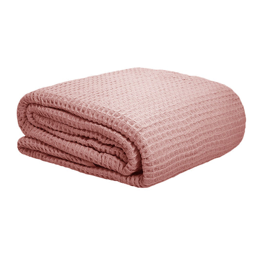 Cotton Waffle Blanket Dusty Pink Queen Tristar Online