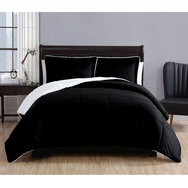 3 Piece Micro Mink Comforter Set Black Queen Tristar Online