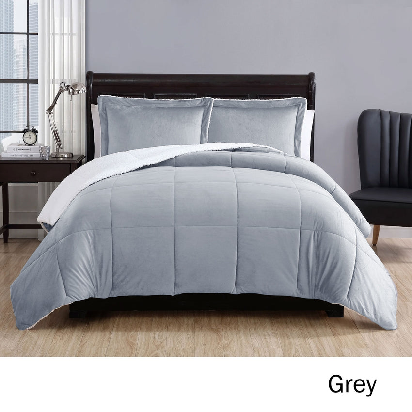 3 Piece Micro Mink Comforter Set Grey Queen Tristar Online