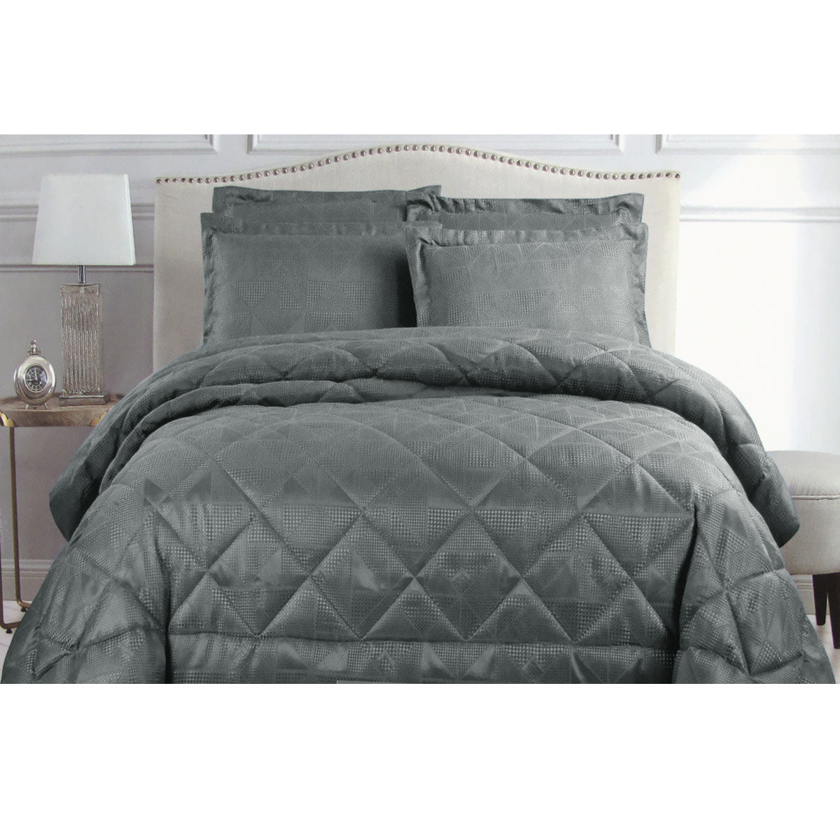 Hotel Living Eli Jacquard Comforter Set King Charcoal Tristar Online