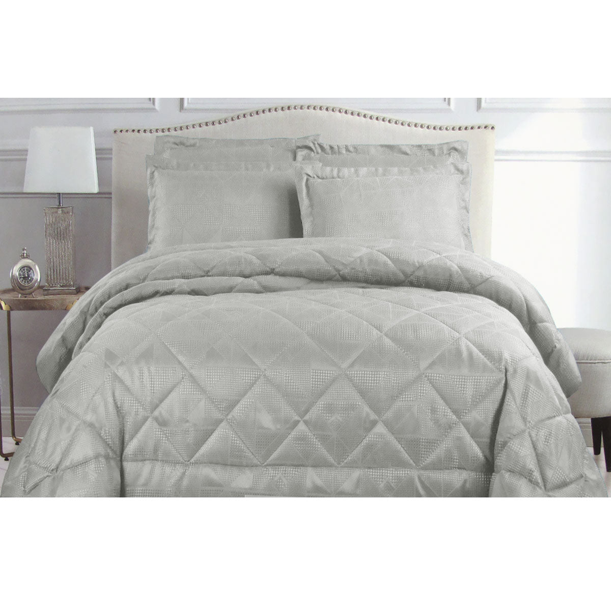 Hotel Living Eli Jacquard Comforter Set King Silver Tristar Online
