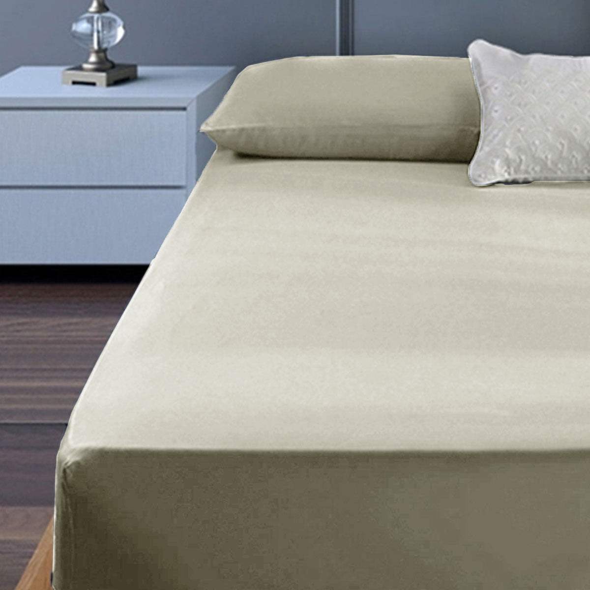400TC Cotton Percale King Single Combo Set 50cm Wall Taupe Tristar Online